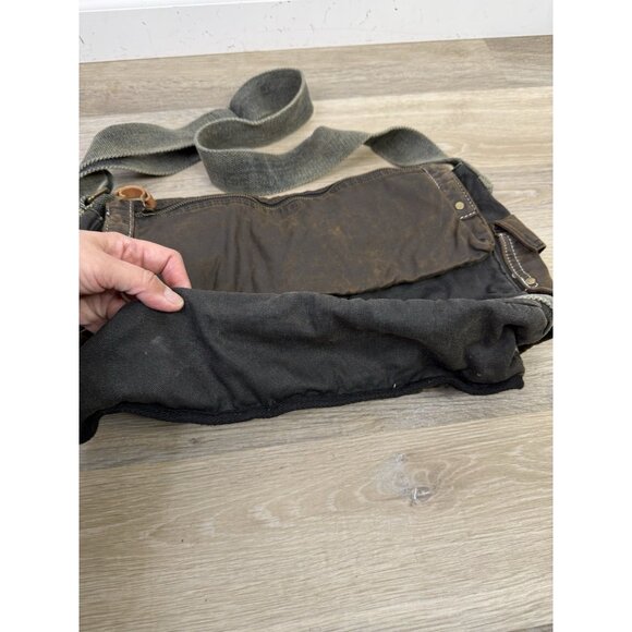 Bed Stu Hawkeye Black Waxed Canvas Messenger Bag Oil Slick Brown Gray - Picture 9 of 11